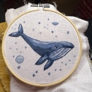 Moby, the whale. Ilustração tradicional, Bordado, Ilustração têxtil, e Design têxtil projeto de l.campschreur - 25.01.2023