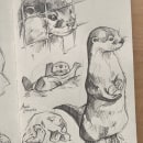 Cute otter sketches 🦦✨ / Bocetos de nutrias cuquis 🦦✨. Un projet de Illustration traditionnelle, Dessin au cra, on, Dessin , et Dessin réaliste de Anaïs Gonzalez - 28.01.2023
