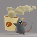 Coffee fuel for this rodent. Traditional illustration, 3D, Animation, and Character Design project by BowMind - 03.02.2023