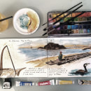 La playa de Blanes. Ilustração tradicional, Pintura em aquarela, Ilustração arquitetônica, e Sketchbook projeto de Daniel - 06.03.2023