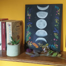 Pintura: Ciclo lunar con flores. Ilustração tradicional, e Pintura projeto de A. Cecilia - 08.03.2023