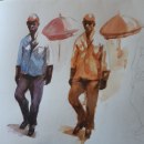 Mi proyecto del curso: Sketching de personas con acuarela. Un proyecto de Bocetado, Pintura a la acuarela y Dibujo anatómico de MVictoria Landa Fernandez - 12.03.2023