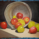 Bucket of Apples Still Life. Un proyecto de Pintura e Ilustración naturalista				 de Charlotte Griffin - 21.03.2023