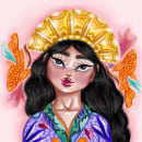 Princesa koi. Traditional illustration, and Digital Illustration project by Andrea Guizar Tapia - 07.29.2021