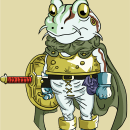 Frog, from Chrono Trigger. Traditional illustration, Character Design, Vector Illustration, and Game Design project by Jorge Torres Stoffel - 11.22.2022