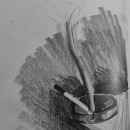 cenicero con cigarro dibujo en blanco y negro. Ilustração tradicional projeto de joel Alcala - 10.04.2023