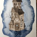 Il paese di notte. Traditional illustration, and Painting project by Tatiana Procacci - 03.15.2023