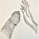 D.A - Dibuix personal d'una mà i una pota d'un gos. Pencil Drawing project by marina.queroa - 04.27.2023