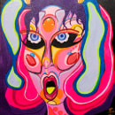 Acrilico sobre lienzo - NeonPigtails. Un proyecto de Ilustración tradicional, Bellas Artes, Pintura y Pintura acrílica de Jhonny benavides - 01.05.2023