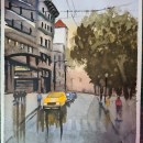 Mon projet du cours : Paysages urbains à l’aquarelle. Pintura em aquarela projeto de Sabrina Sahnoun - 09.05.2023