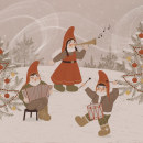 Christmas postcard . Ilustração tradicional projeto de Юлия Кромская - 13.06.2023