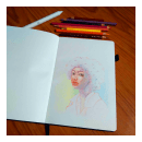 Dibujo de retratos lápices de colores. Drawing, Portrait Drawing, Sketchbook, and Colored Pencil Drawing project by Ronald Mantilla - 06.18.2023