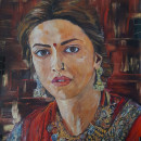 Portrait réaliste à l'huile : détails et expressions. Deepika Padukone. Un projet de Illustration traditionnelle , et Peinture de Cindy Crespel - 21.06.2023