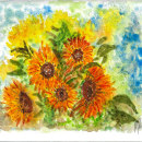 Girasoles. Watercolor Painting, and Sketchbook project by Roberto Justo Robiolo - 06.21.2023