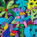 Mon projet du cours : Initiation à la peinture acrylique : créez une toile tropicale. Painting, Pattern Design, Acr, and lic Painting project by Sonja Lemaitre - 06.26.2023