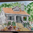 Watercolor painting of our home. Un proyecto de Ilustración tradicional, Arquitectura y Pintura a la acuarela de Greg Garbinsky - 29.06.2023