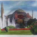 Iglesia de Santa Sofía de Constantinopla. Arquitectura Bizantina. Acr, and lic Painting project by Rafael Luis Reyes Oliva - 07.06.2023