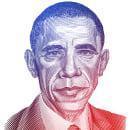 Barack Obama. Ilustração tradicional projeto de Abraham García - 11.07.2023