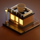 coffee shop made with blender from a youtube tutorial. Un proyecto de 3D de Lorenzo Cantone - 15.07.2023
