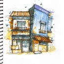 My project for course: Expressive Architectural Sketching with Colored Markers. Un proyecto de Bocetado, Dibujo, Ilustración arquitectónica, Sketchbook e Ilustración con tinta de Aye Thandar Kyaw - 15.07.2023