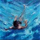 "FLOTANDO" - Mi proyecto del curso: Pintura al óleo: el agua y la figura humana. Un proyecto de Bellas Artes, Pintura, Pintura al óleo y Dibujo anatómico de Mónica Torralba - 17.07.2023