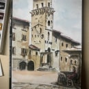 San Gimignano. Piazzetta della Cisterna.. Pintura, e Pintura em aquarela projeto de Giacomo Gradi - 27.05.2023