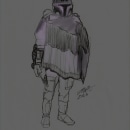 Boba Fett - Pancho Mandalorian  - inspired by Lucasfilm concepts by Joe Johnston. Traditional illustration, Character Design, Graphic Design, Painting, Photo Retouching, 2D Animation, Pencil Drawing, and Digital Painting project by Micah William Abshear - 08.04.2023