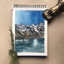 Tuni Condoriri Bolivia . Fine Arts, Painting, Sketching, Watercolor Painting, and Naturalistic Illustration project by Isabel Quiroga Castro - 08.19.2023