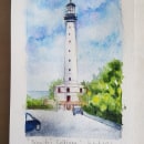 Phare de Biarritz. Carnet de croquis aquarelle. Cours de Timo Bechert.. Watercolor Painting project by ariane.gaffuri - 08.28.2023