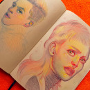Meu projeto do curso: Desenho de retratos vibrantes com lápis de cor. Drawing, Portrait Drawing, Sketchbook, and Colored Pencil Drawing project by Daniel Froes - 09.06.2023