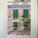 Lisbon building. Un proyecto de Ilustración tradicional, Bocetado, Creatividad, Dibujo, Pintura a la acuarela, Sketchbook y Pintura gouache de tengyifan - 08.09.2023