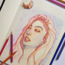 Mi proyecto del curso: Dibujo de retratos llamativos con lápices de colores. Un progetto di Disegno, Disegno di ritratti, Sketchbook e Disegno con matite colorate di Rocio Hervas S. - 14.09.2023