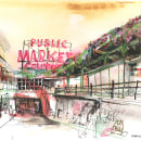 Pike Place Market. Un progetto di Pittura, Bozzetti, Disegno a matita, Disegno, Pittura ad acquerello, Disegno artistico, Sketchbook, Illustrazione con inchiostro e Disegno con matite colorate di eleanor doughty - 19.09.2023