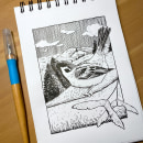 My project for course: Dip Pen and Ink Illustration: Capturing The Natural World. Esboçado, Desenho, Desenho artístico, Sketchbook, Ilustração com tinta e Ilustração naturalista projeto de Olena Openko - 09.10.2023