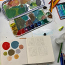 My project for course: Exploratory Sketchbook: Find Your Drawing Style. Un progetto di Illustrazione tradizionale, Bozzetti, Creatività, Disegno, Pittura ad acquerello, Sketchbook e Pittura gouache di Lynn Lantz - 29.10.2023