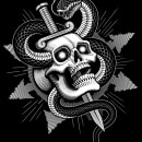 "Wake The Demons" T-shirt design for Full Blown Chaos. Un proyecto de Ilustración tradicional, Diseño gráfico, Ilustración vectorial, Dibujo y Dibujo digital de Matt Curtis - 24.08.2023