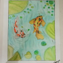 Fluyendo entre Koi. Watercolor Painting project by Alexandra Cintron - 10.18.2023