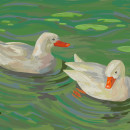 Patos en un lago . Ilustração digital projeto de Iris Osuna Pérez - 13.12.2023