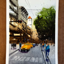 Mon projet du cours : Paysages urbains à l’aquarelle. Fine Arts, Watercolor Painting, and Architectural Illustration project by Manuel WORME - 12.13.2023