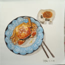 My final project, crab in a dish (updated). Un proyecto de Ilustración tradicional, Bellas Artes, Pintura y Pintura a la acuarela de tengyifan - 09.09.2023