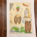 My project for course: Whimsical Sketchbook: Draw Imaginary Creatures from Nature. Un proyecto de Dibujo a lápiz, Dibujo, Pintura a la acuarela, Sketchbook e Ilustración naturalista				 de Skyler Yates - 16.01.2024