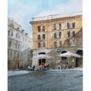Mi proyecto del curso: Técnicas modernas para paisajes urbanos en acuarela. Painting, and Watercolor Painting project by Cristián Opazo - 01.28.2024