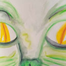 Green cat. Traditional illustration, Fine Arts, Painting, Pencil Drawing, Drawing, Watercolor Painting, Children's Illustration, and Narrative project by Bożena ArtBozenal - 02.05.2024