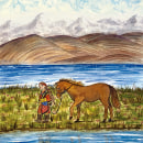 Un paseo por el lago. Traditional illustration & Ink Illustration project by aline - 11.18.2023
