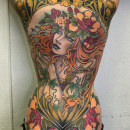 Backpiece Woman in nature. Tattoo Design project by Monique Peres - 02.08.2024
