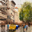 My project for course: Urban Landscapes in Watercolor. Un proyecto de Bellas Artes, Pintura a la acuarela e Ilustración arquitectónica de rekamingled - 08.02.2024