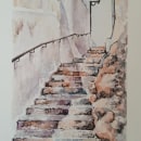 Mi proyecto del curso: Masterclass  de texturas en acuarela "Escaletes dels gats". Un proyecto de Bellas Artes, Pintura y Pintura a la acuarela de Mari Vidal - 27.02.2024