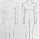 Proporcions del cos/ Cànon home i dona | 2n BA | Dibuix artístic. Desenho a lápis projeto de Meritxell Esteve Avileo - 03.03.2024