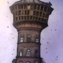 old water tower in Zabrze, Poland. Traditional illustration, and Drawing project by Klaudia Traczyk - 03.09.2024
