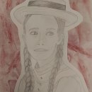 DA - Retrat (fons a color). Criatividade, Ilustração de retrato, e Desenho de retrato projeto de Naila Adrover - 14.03.2024
